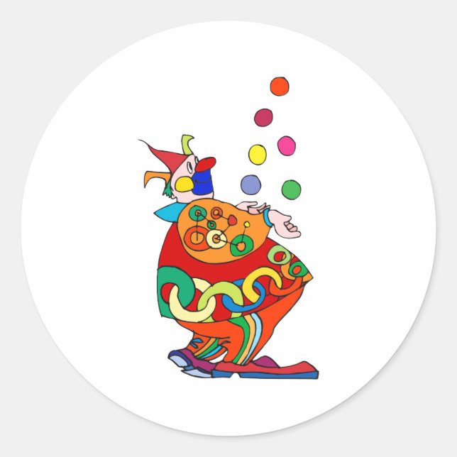 Clown Juggling Balls Classic Round Sticker (Front)
