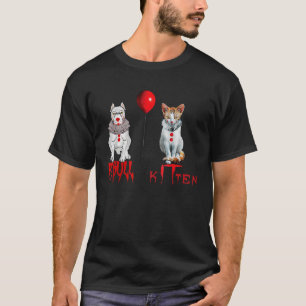 Clown Kitten Cat And Pitbull Dog Horror Halloween T-Shirt