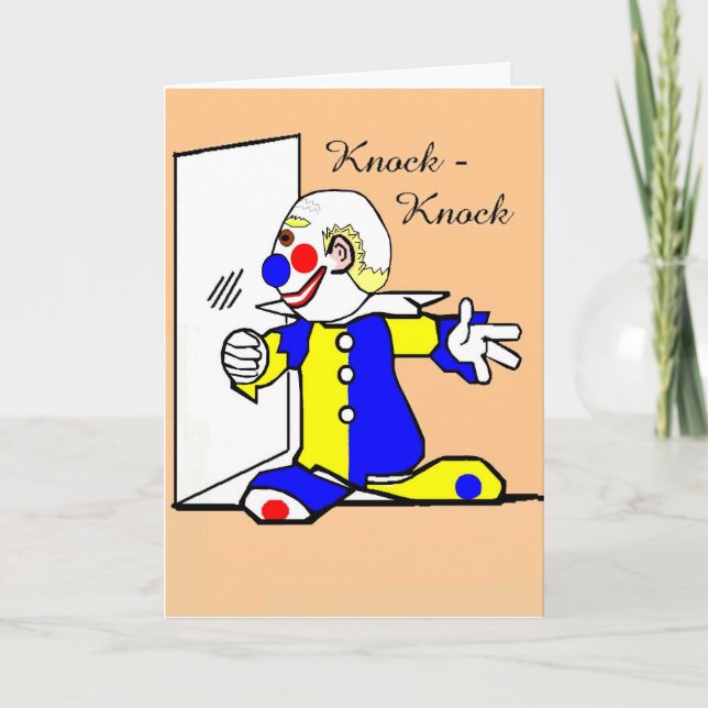 Clown Knock-Knock Joke Birthday Greeting Card (Front)