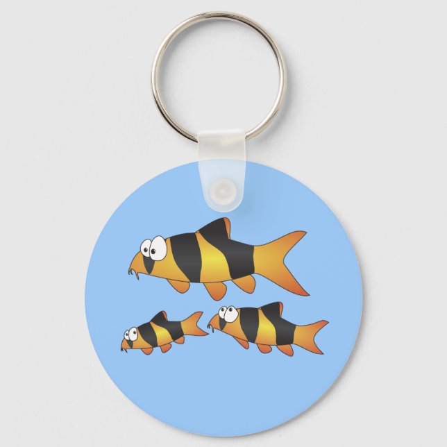 Clown loach family keychain (Front)
