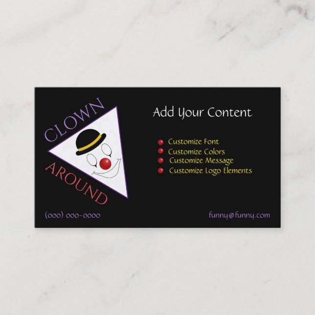 Clown Logo Abstract Clown Art Template Business Card (Front)