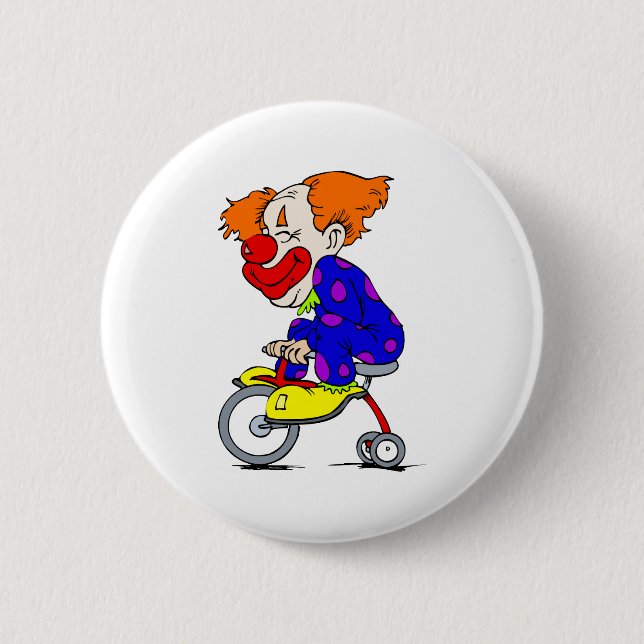 Clown on tricycle 2 inch round button (Front)