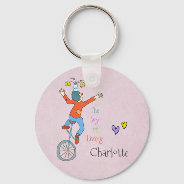 Clown on Unicycle Napkins Keychain (Front)