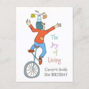 Clown on Unicycle Postcard