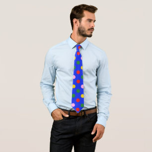 Clown party tie_blue with colourful polka dots tie