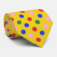 Clown party tie_yellow with colourful polka dots S