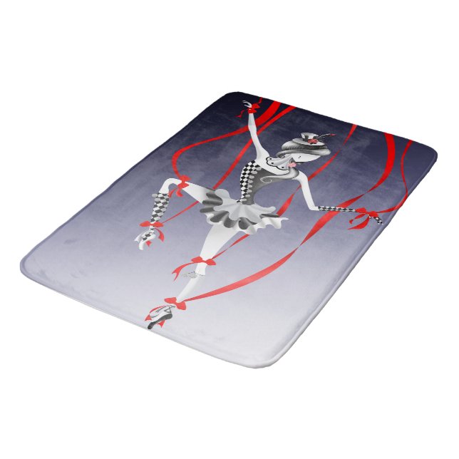 Clown Puppet Red Ribbons  Bath Mat (Angled)