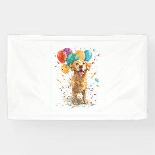 Clown Retriever – Circus Dog with Balloons Banner