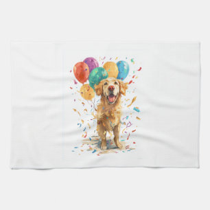 Clown Retriever � Circus Dog with Balloons Kitchen Towel