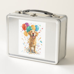 Clown Retriever � Circus Dog with Balloons Metal Lunch Box