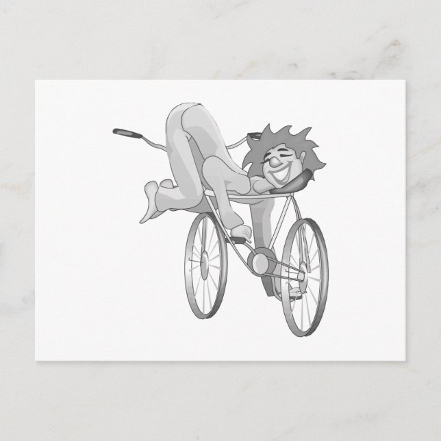 Clown riding bike backwards postcard (Front)