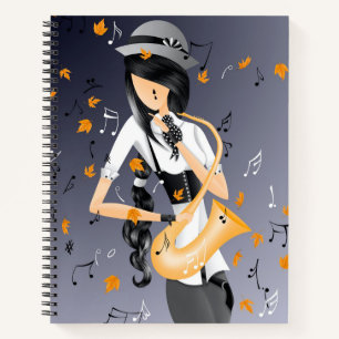 Clown Saxophonist Golden Harvest  Notebook