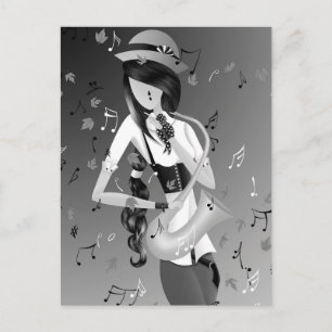 Clown Saxophonist Monochrome  Postcard