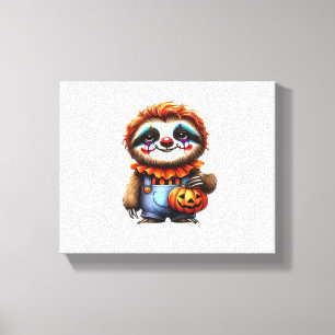 Clown Sloth Halloween Oversized T-Shirt Canvas Print
