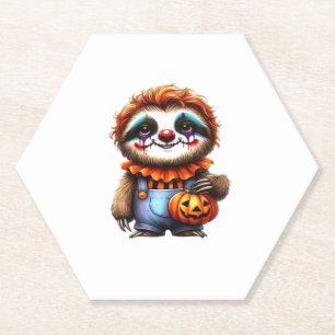 Clown Sloth Halloween Oversized T-Shirt Paper Coaster