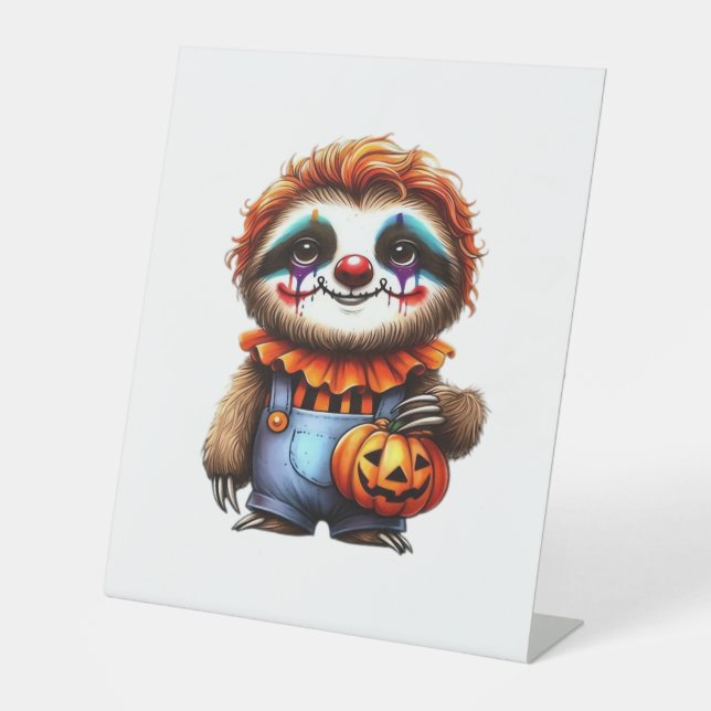 Clown Sloth Halloween Oversized T-Shirt Pedestal Sign (Front)