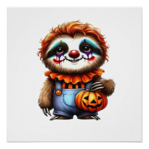 Clown Sloth Halloween Oversized T-Shirt Poster
