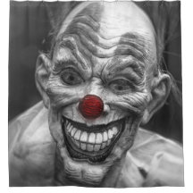 Clown souriant effrayant, rideau de douche