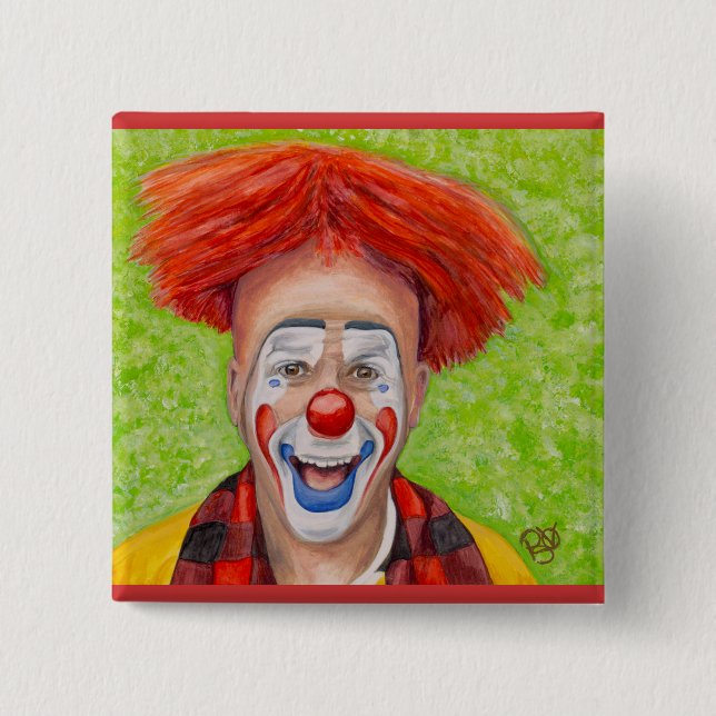 Clown Steven Daniel Copeland 2 Inch Square Button (Front)