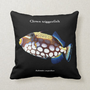 Clown triggerfish , Balistoides conspicillum Throw Pillow