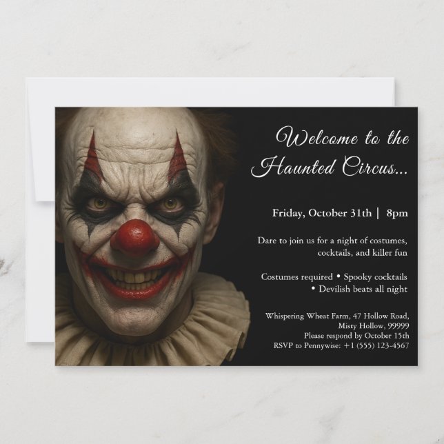 Clown tueur | Invitation du Costume d'Halloween (Devant)