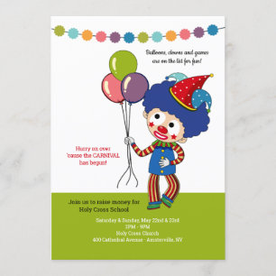 Clown with Balloons Carnival Invitation