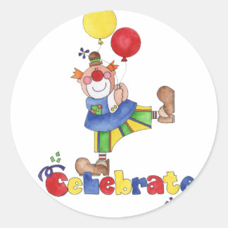 Clown with Balloons Classic Round Sticker