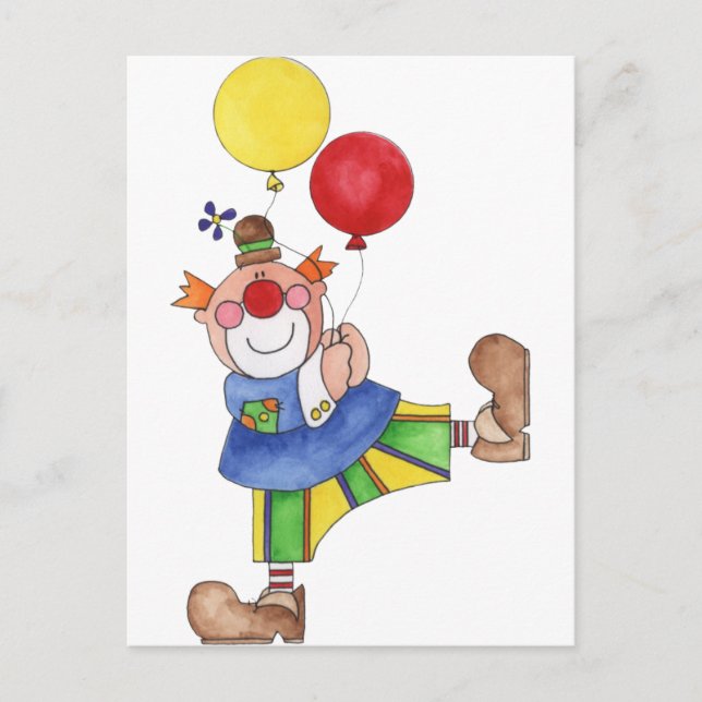 Clown with Balloons Postcard (Front)