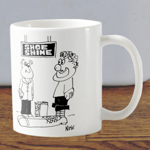 Clown with Big Shoes Goes for a Shoe Shine. Funny Coffee Mug