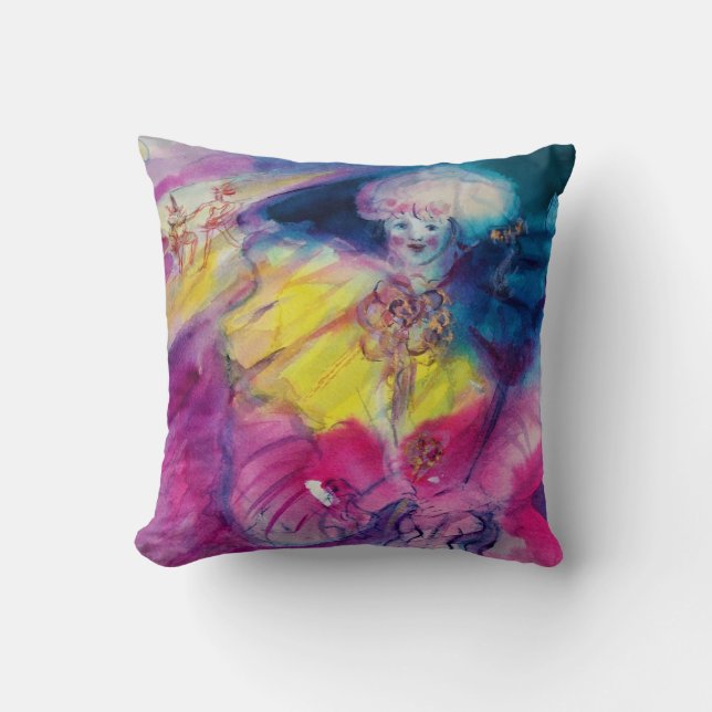 CLOWN WITH OWL AND VIOLIN THROW PILLOW (Front)