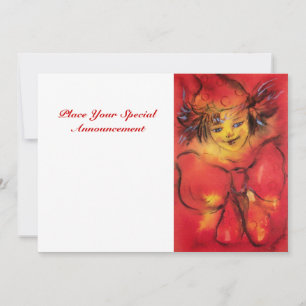 CLOWN WITH RED BOW ,Yellow White Announcement