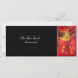 CLOWN WITH RED RIBBON ,Black Yellow Announcement