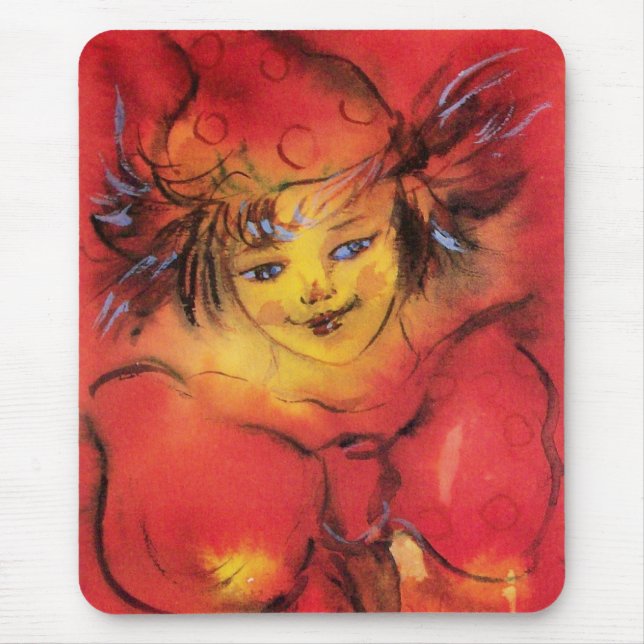 CLOWN WITH RED RIBBON MOUSE PAD (Front)