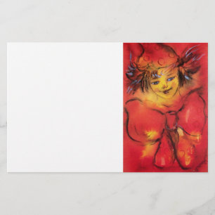 CLOWN WITH RED RIBBON / Venetian Masquerade Ball Stationery