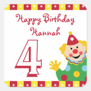 Clown with Stars Happy Birthday Stickers