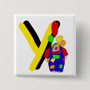 Clown Y.png 2 Inch Square Button