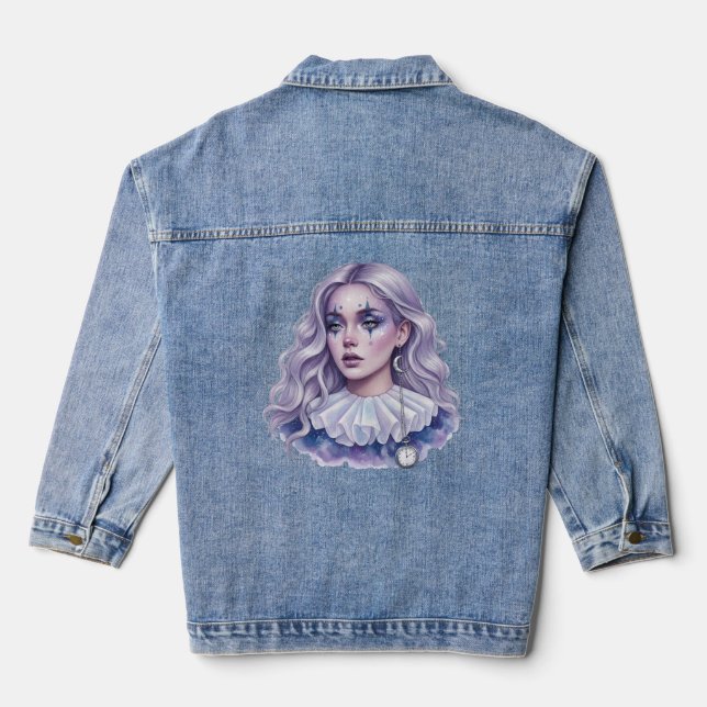 Clowness with Pocket Watch Denim Jacket (Back)
