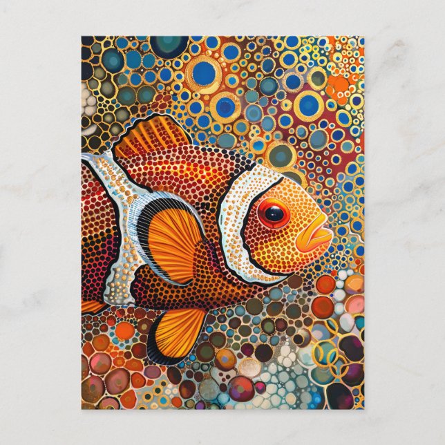 Clownfish in Aborigine Dot Art Style Postcard (Front)