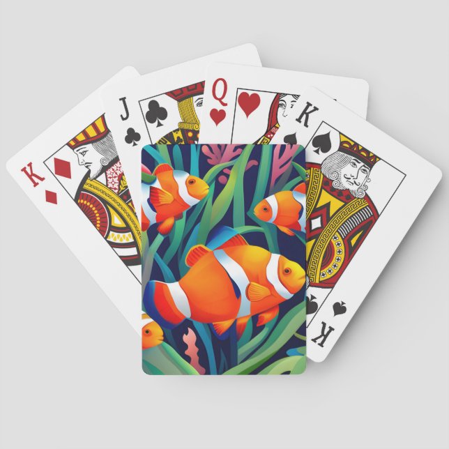 Clownfish In Seaweed Playing Cards (Back)