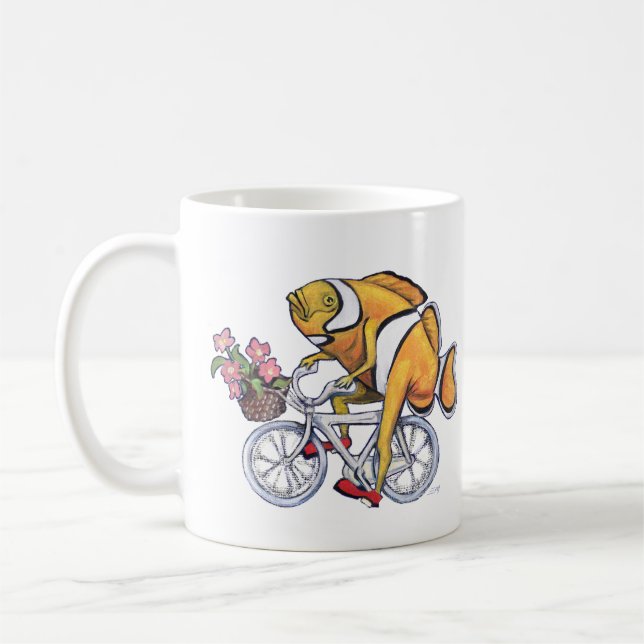 Clownfish Riding a Bicycle Coffee Mug (Left)
