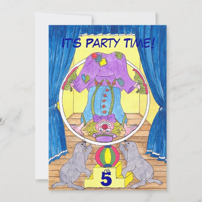 Clowning Capers Birthday Party Invitation Card (Front)