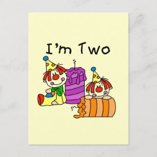 Clowns and Candles 2nd Birthday Tshirts and Gifts Postcard