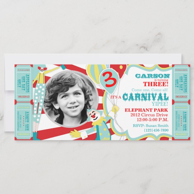 Clowns de cirque Invitation d'anniversaire T-AQRD (Devant)