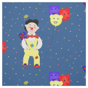 Clowns Funny Cute  Kids Circus Theme Colourful Fabric