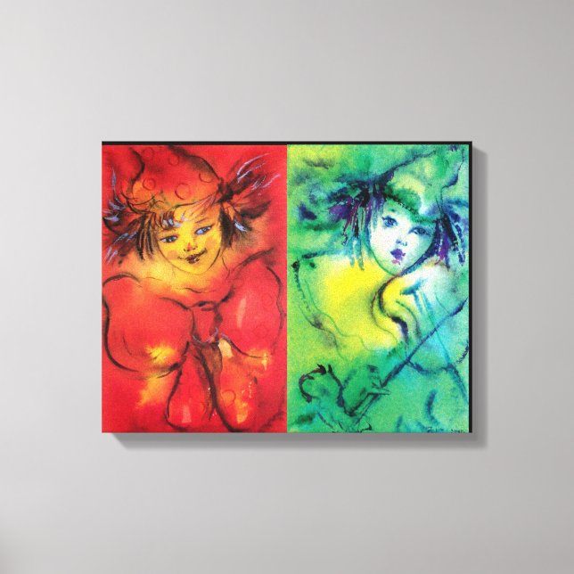 CLOWNS IN RED AND GREEN CANVAS PRINT (Front)