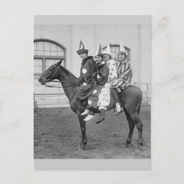 Clowns on a Horse, 1915 Postcard (Front)