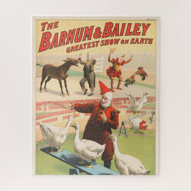 Clowns With Performing Geese, Roosters, & Donkey. Jigsaw Puzzle (Vertical)