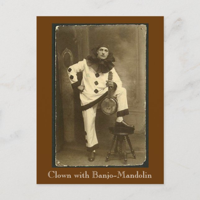 clownwbanjomando, Clown with Banjo-Mandolin Postcard (Front)