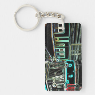 CLRV Neon à stn Rectangle Porte - clé acrylique