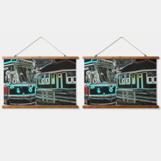 CLRV Neon at stn 91x66cm 2set Wood Wall Tapestry